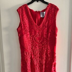 JS Collections Vibrant Red Embroidered Dress